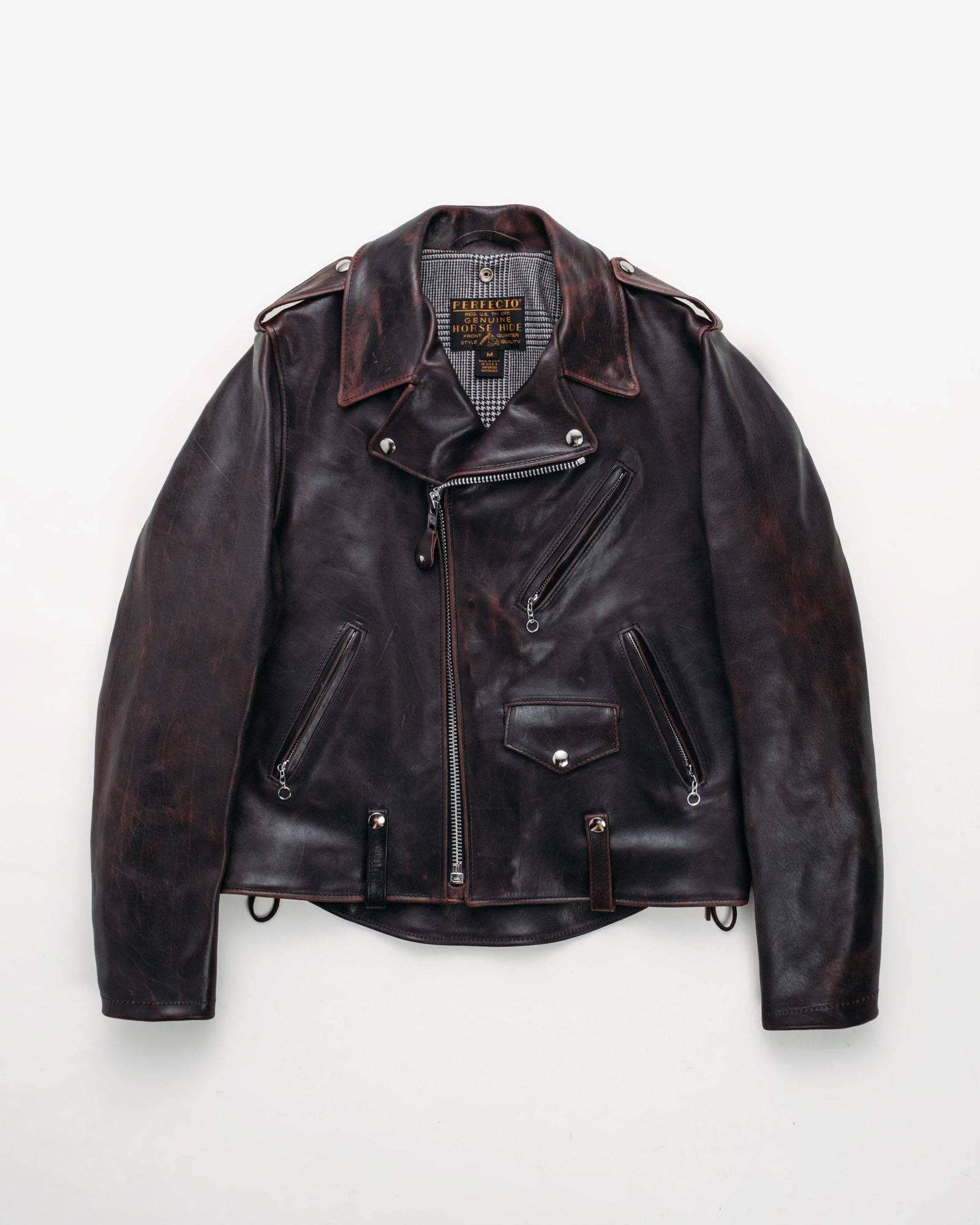 Men’s Vintage Distressed Black Leather Perfecto Biker Jacket (8)