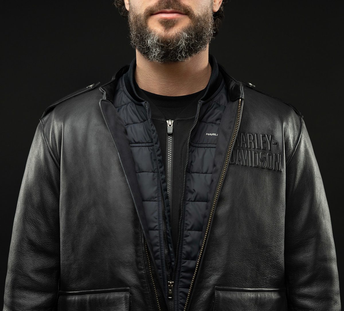Men's H-D Flex Layering System Captains Leather Jacket Outer Layer (5)