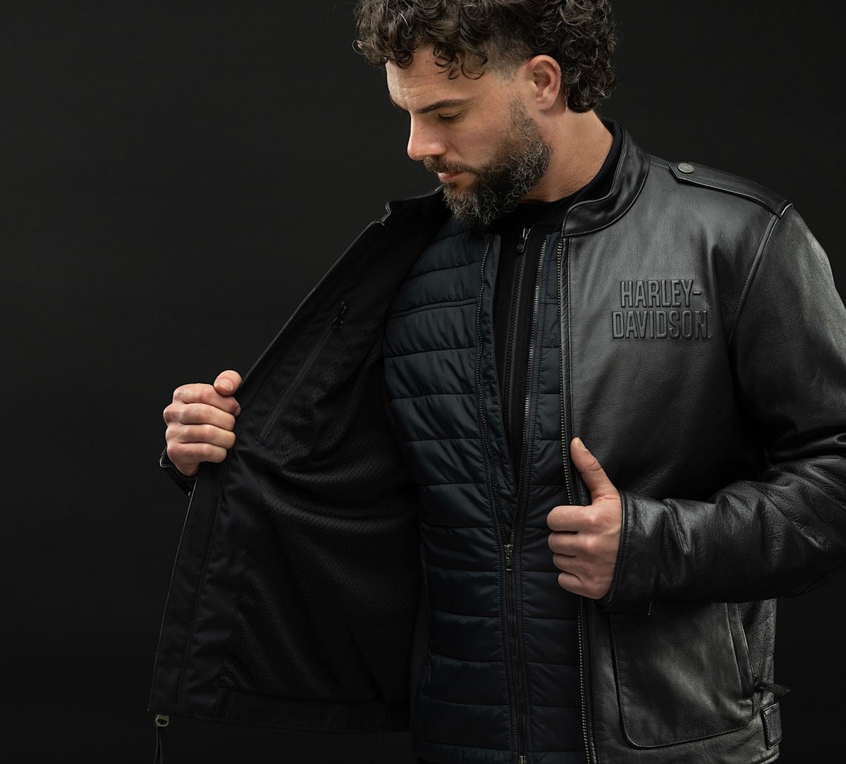 Men's H-D Flex Layering System Captains Leather Jacket Outer Layer (3)
