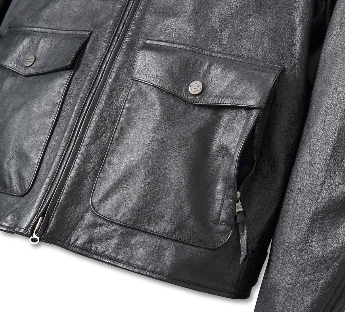 Men's H-D Flex Layering System Captains Leather Jacket Outer Layer (6)