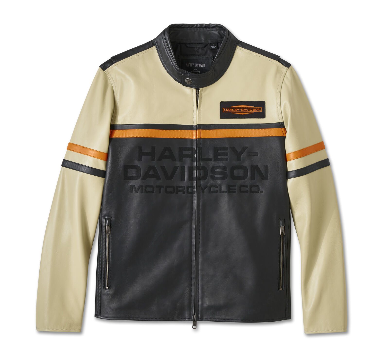Men's Harley-Davidson City Limits Leather Jacket - Colorblock - Harley Black & Pale Khaki (7)