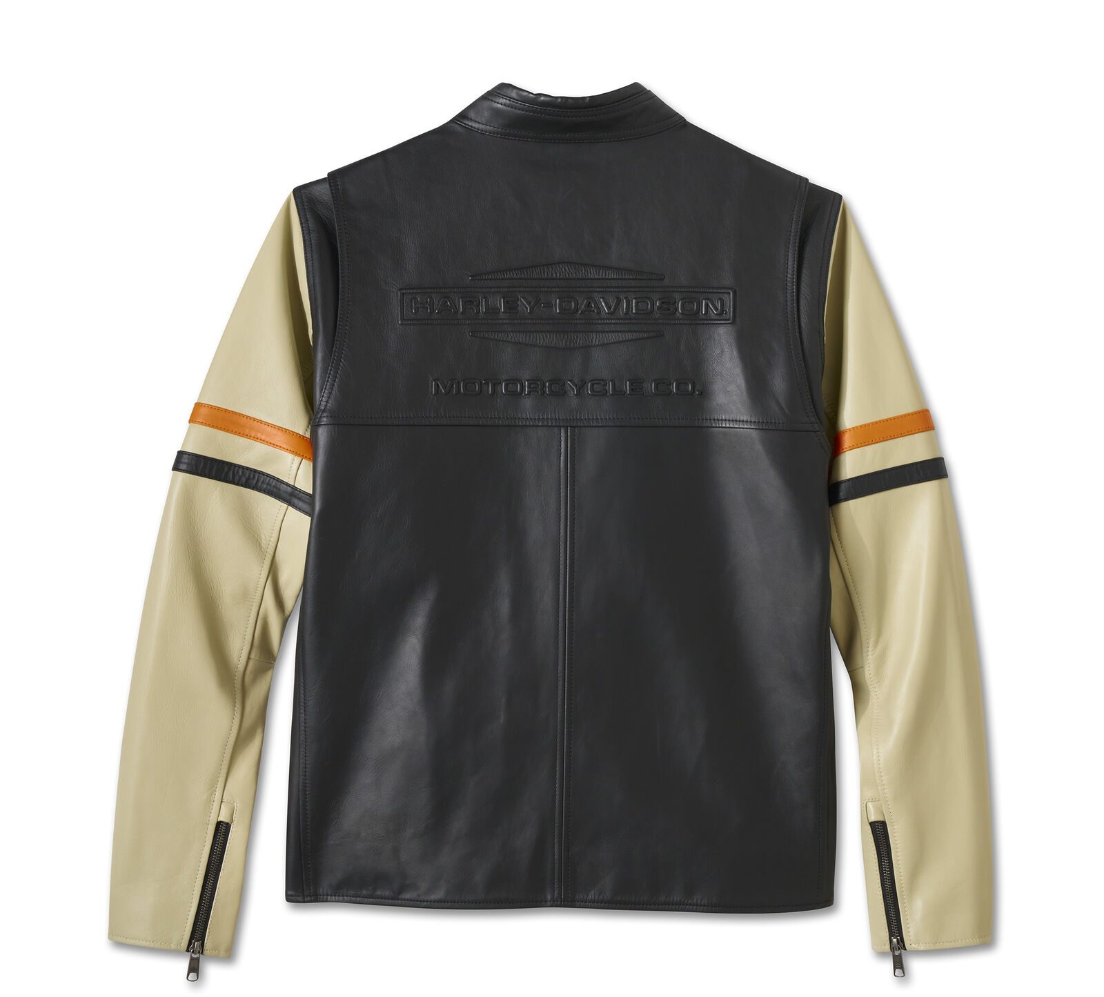 Men's Harley-Davidson City Limits Leather Jacket - Colorblock - Harley Black & Pale Khaki (3)