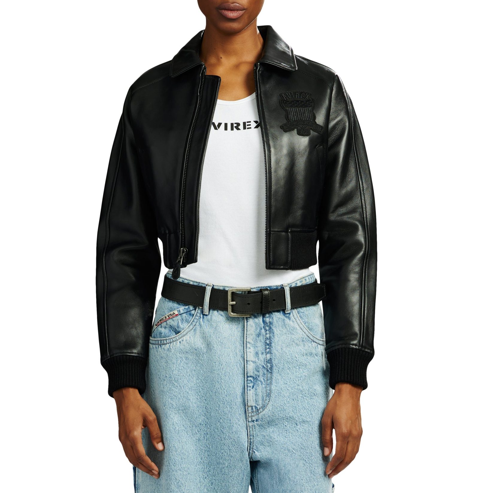 Women's Avirex TRIPLE BLACK CROPPED jacket (6)