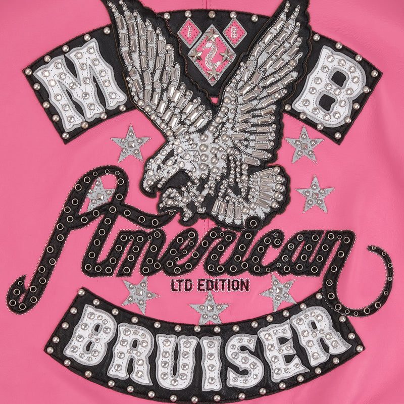 Pelle Pelle Women's  American Bruiser Pink Crop Leather Jacket (4)