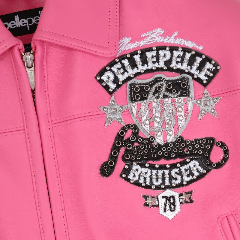 Pelle Pelle Women's  American Bruiser Pink Crop Leather Jacket (5)