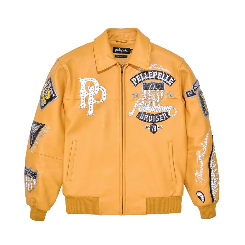 Women's Pelle Pelle American Bruiser Yellow Leather Jacket (7)